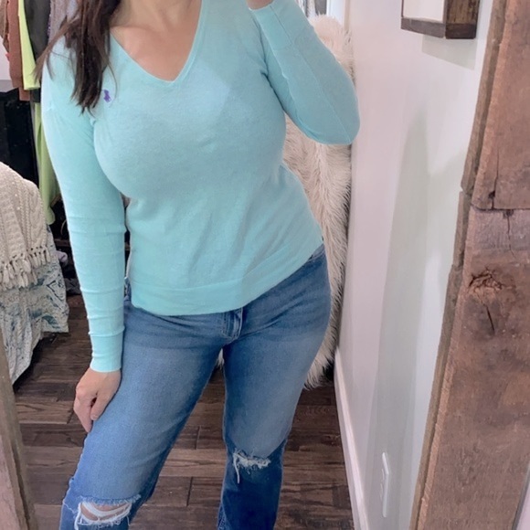 Polo by Ralph Lauren Light Blue V-Neck Sweater - Picture 3 of 8